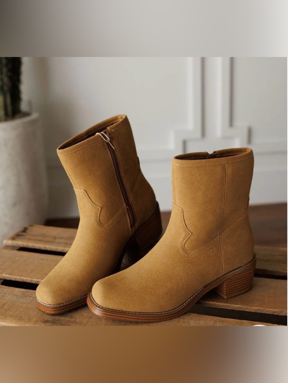 Linden Mia Leather Square Toe Bootie